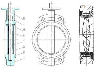 气动中线蝶阀内部结构图