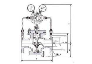 进口氢气减压阀 结构尺寸图